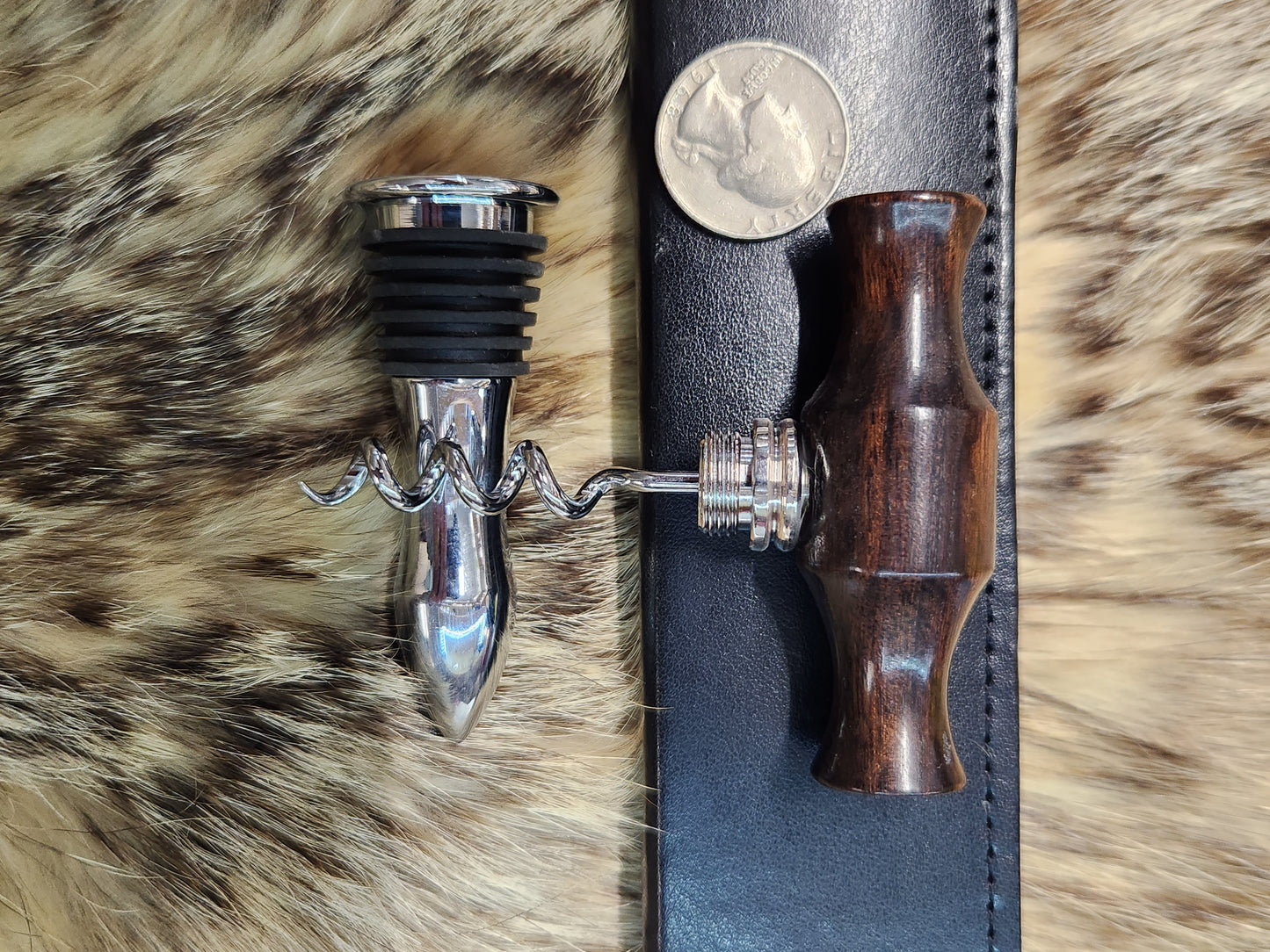 Arizona desert Iron wood T handle wine bottle stopper and cork screw