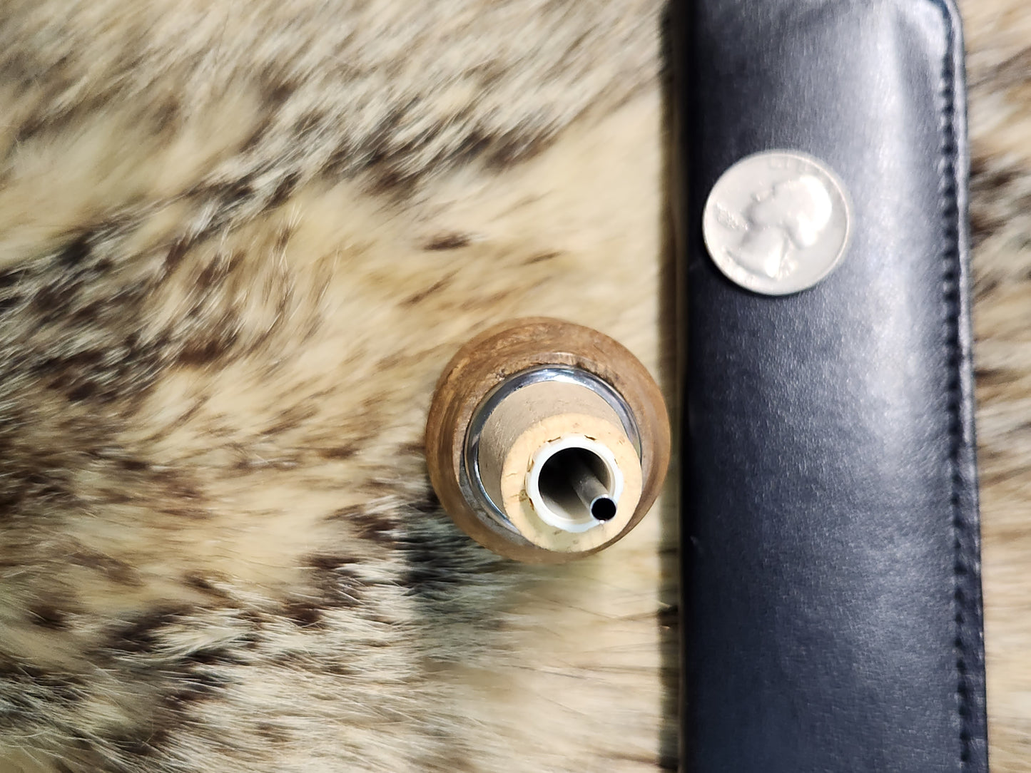 Australian yellow box burl wine cork stopper with pour spout feature