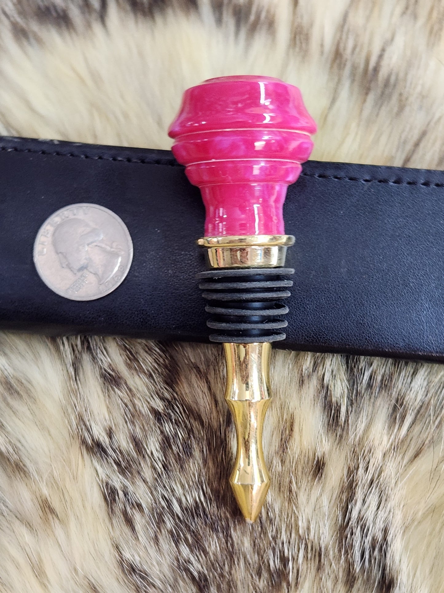 Pink acrylic and gold custom wine bottle stopper