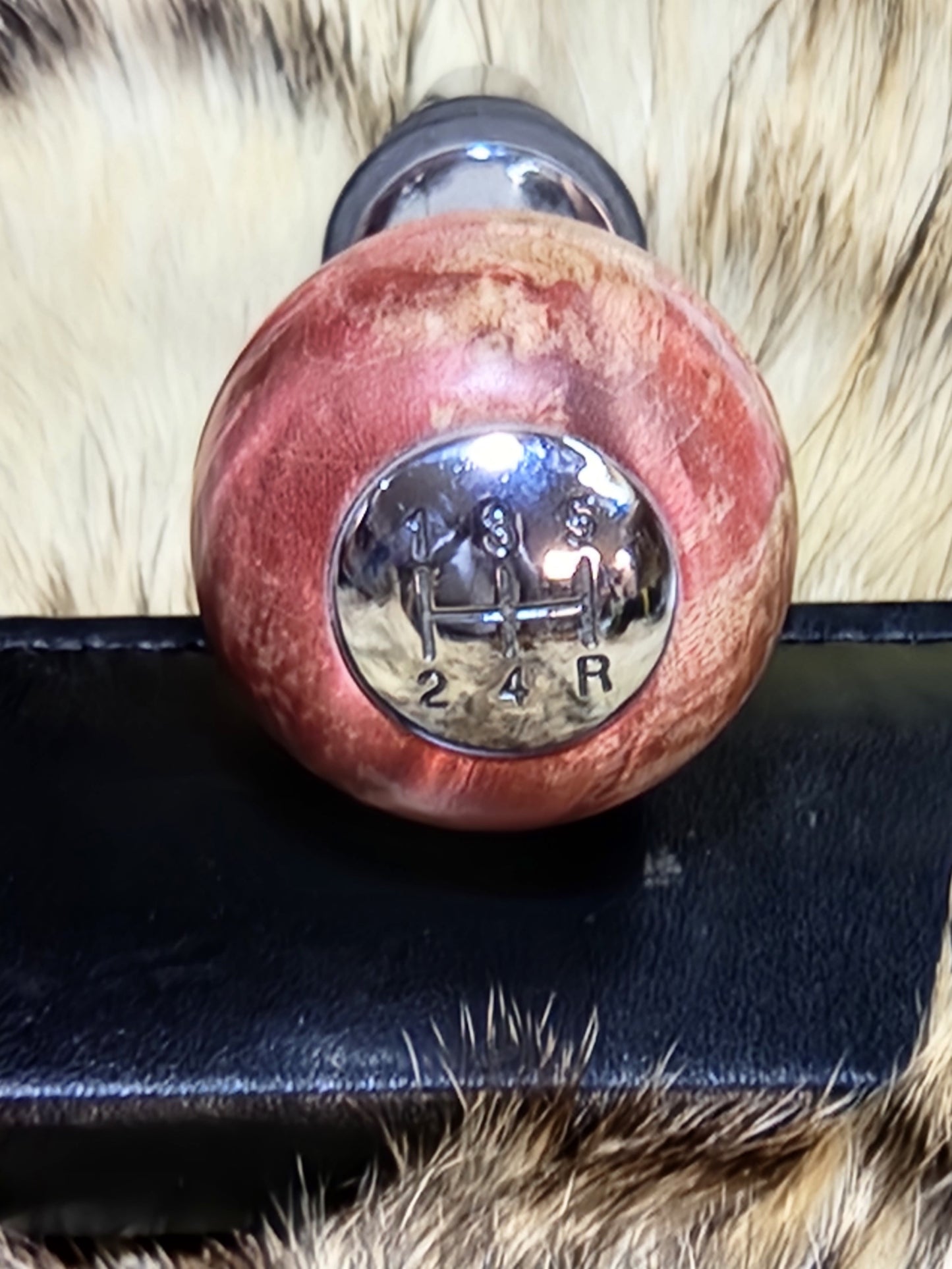 pinkish red shift knob style wine bottle stopper boxelder burl wood