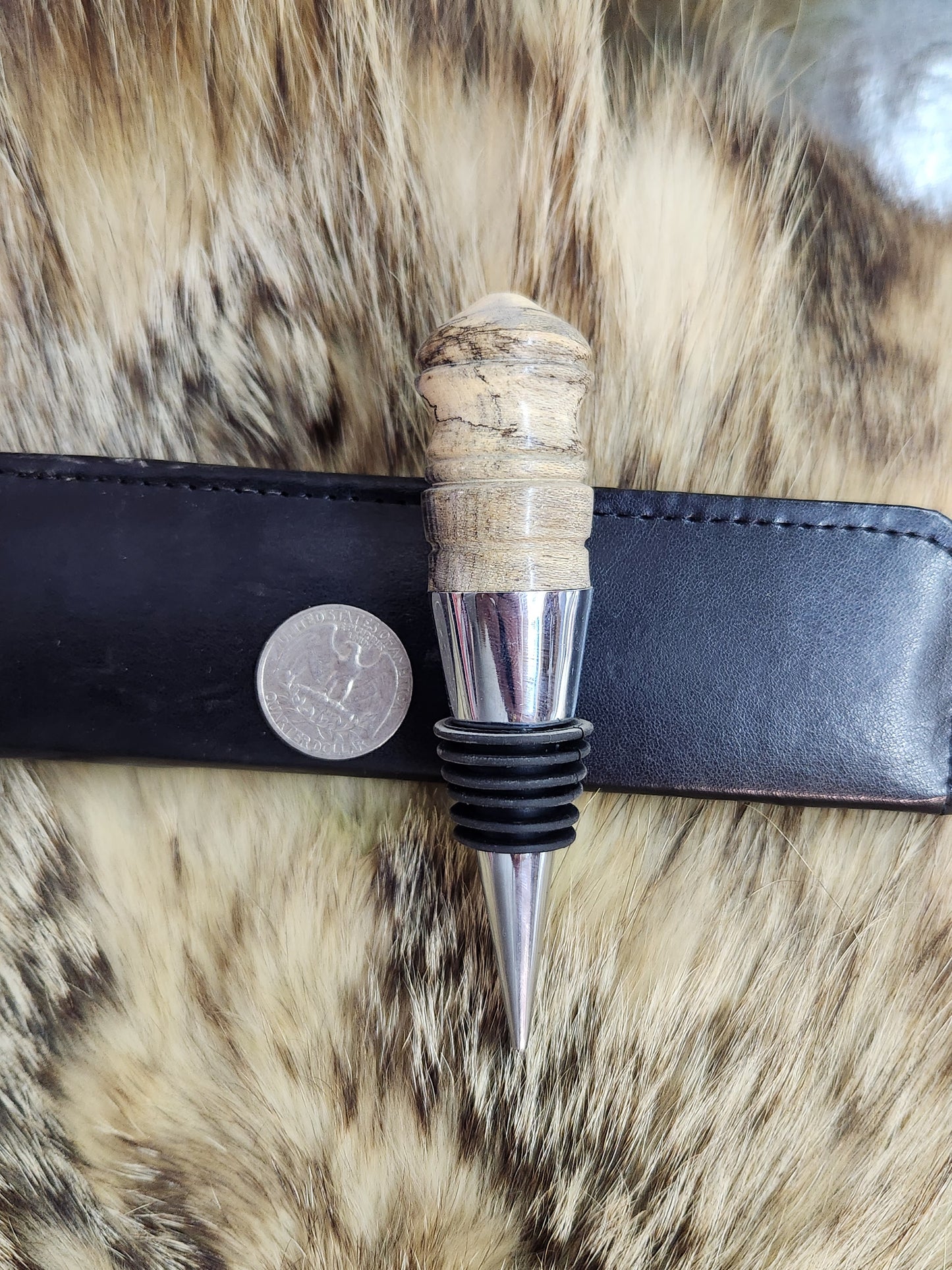 Spalted Hack Berry custom wine bottle stopper