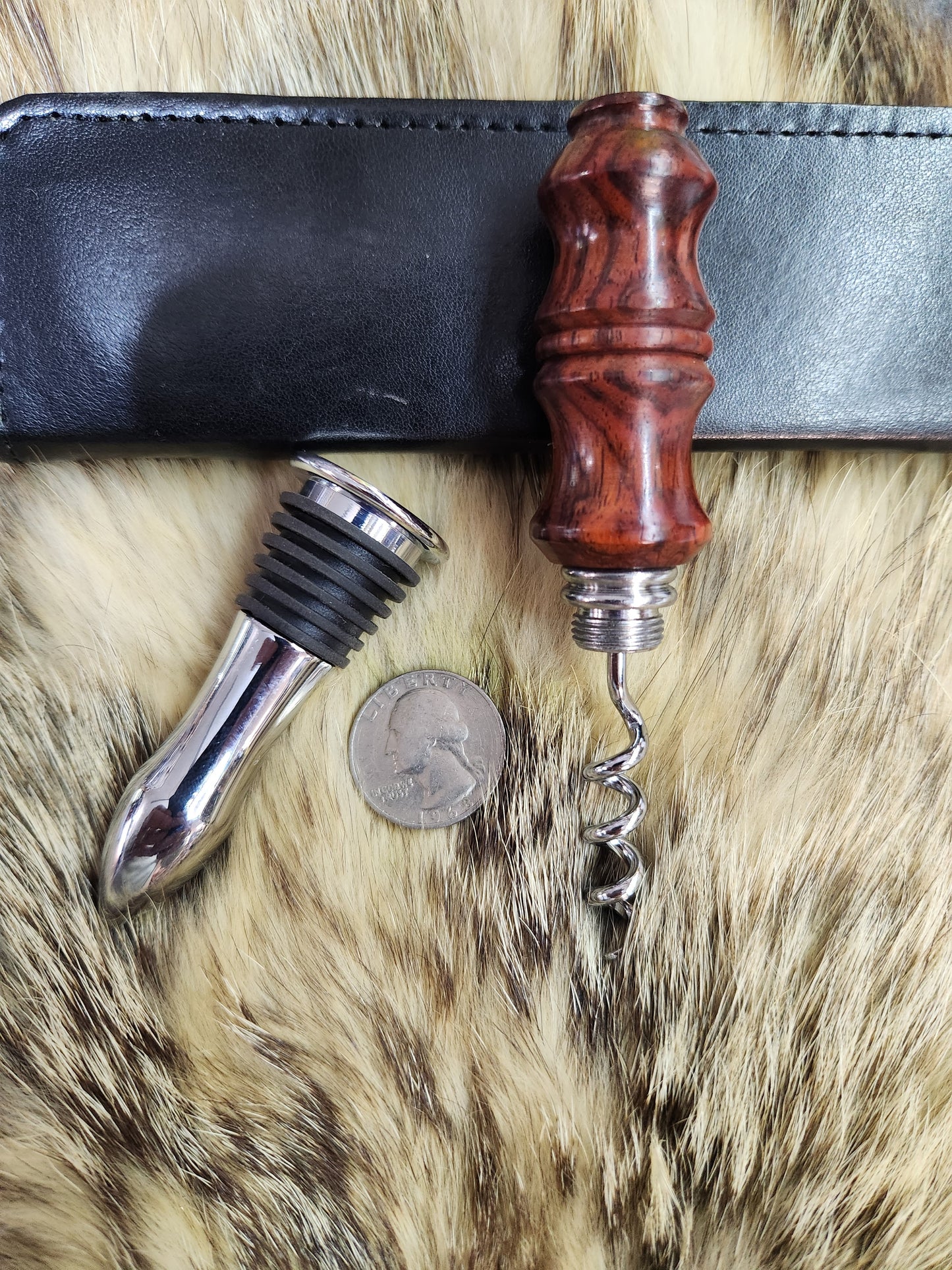 Cocobolo wood custom wine bottle stopper with cork screw