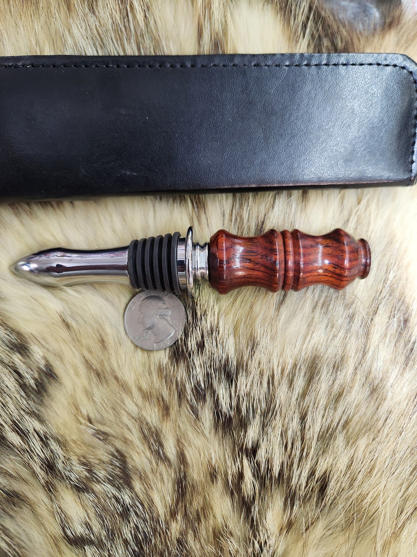 Cocobolo wood custom wine bottle stopper with cork screw