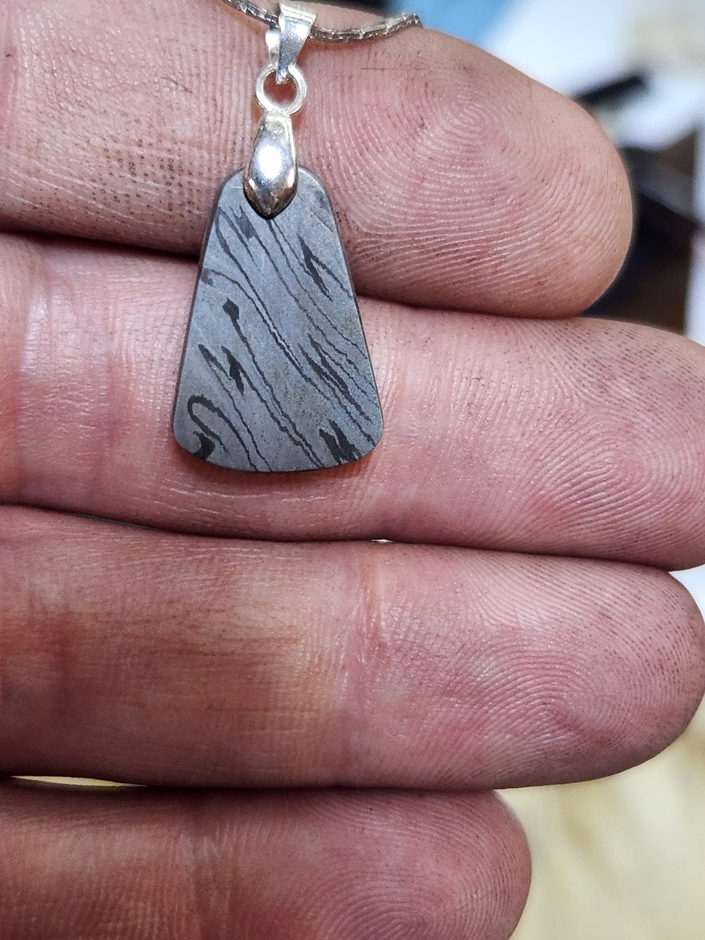 Mosaic Damascus steel neckless