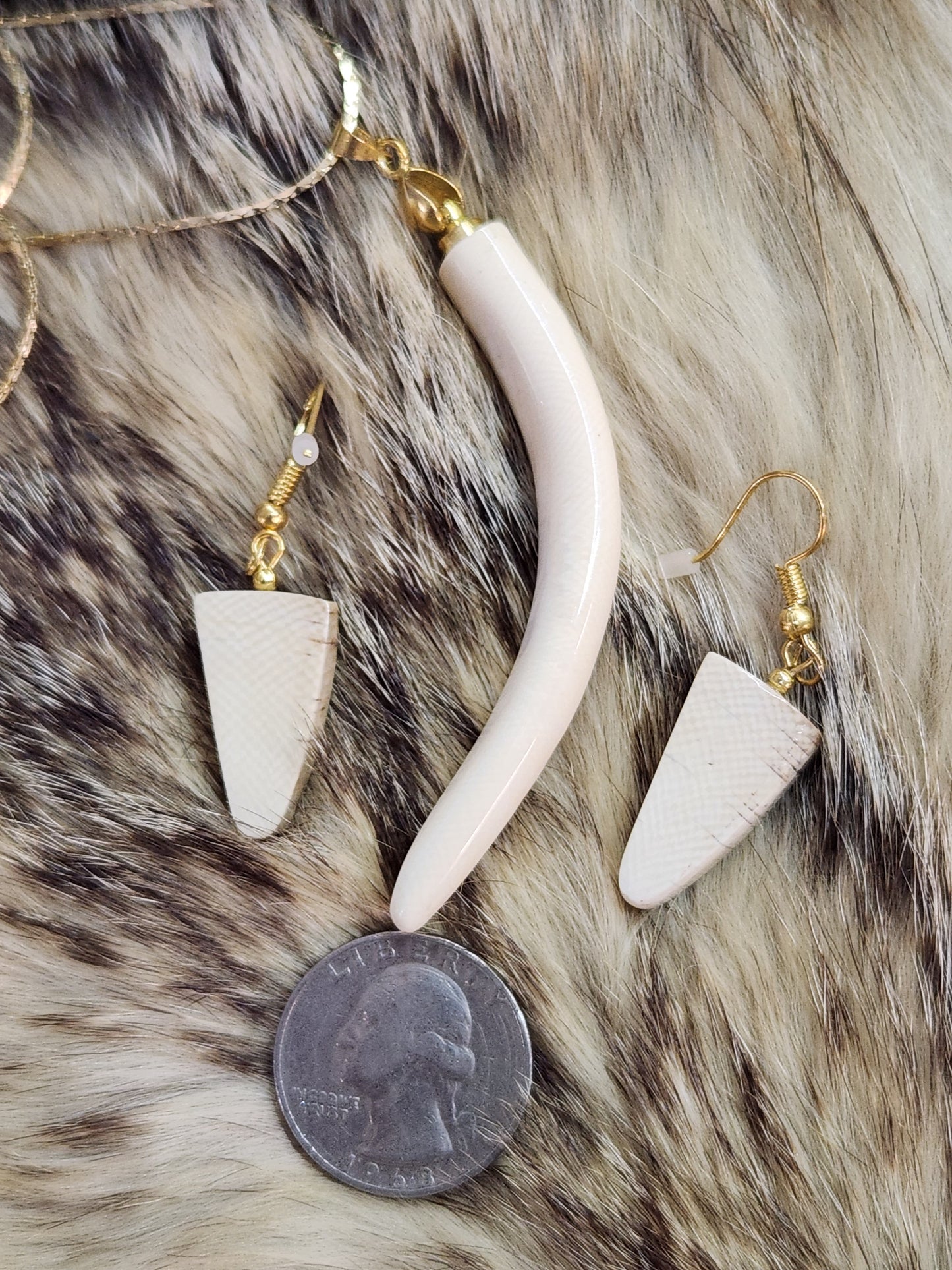 Mammoth ivory earrings and neckless