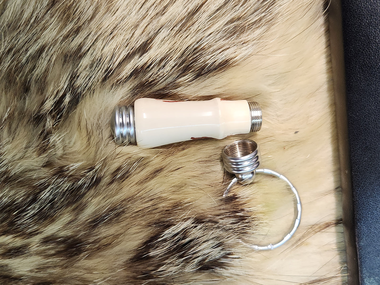 Mammoth ivory keychain hidden compartment