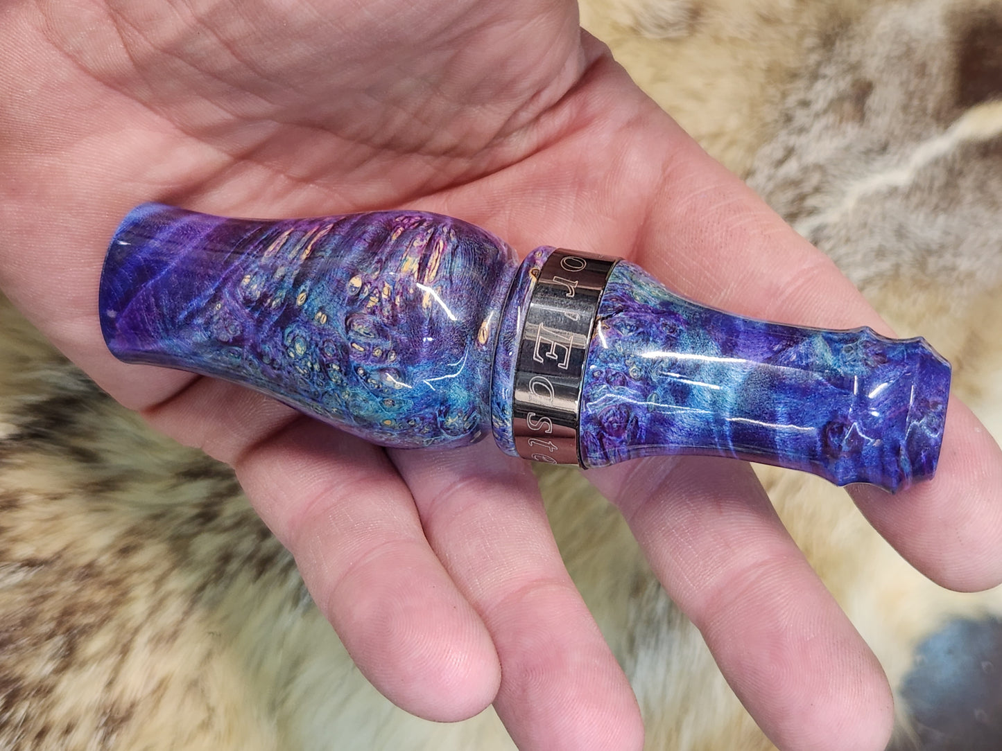 Boxelder burl double reed duck call