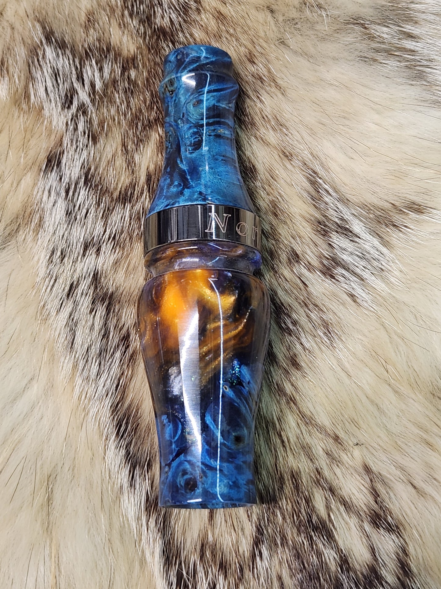 Amboyna burl double reed duck call