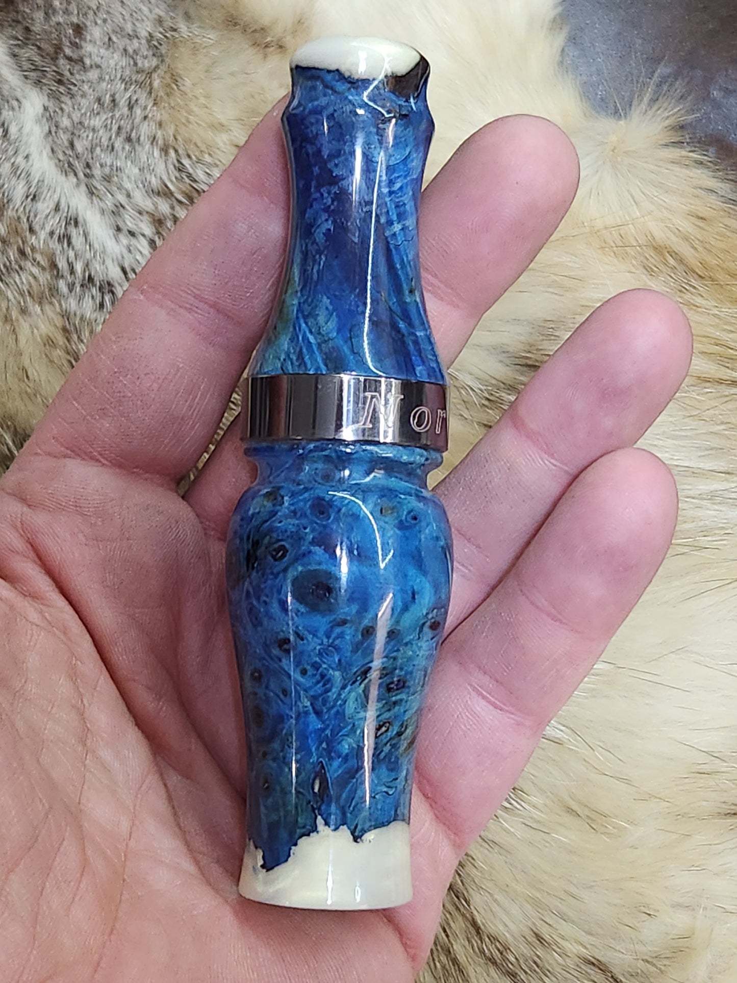 Amboyna burl double reed duck call