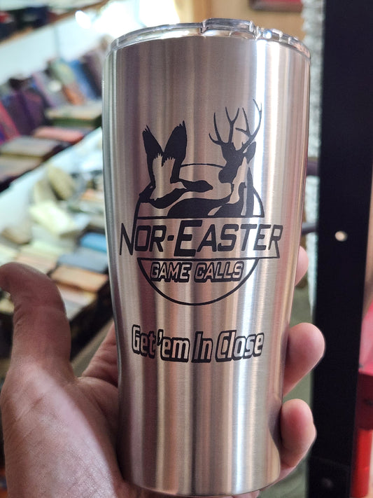 20 oz stainless tumbler Turkeys & Nor'Easter logo