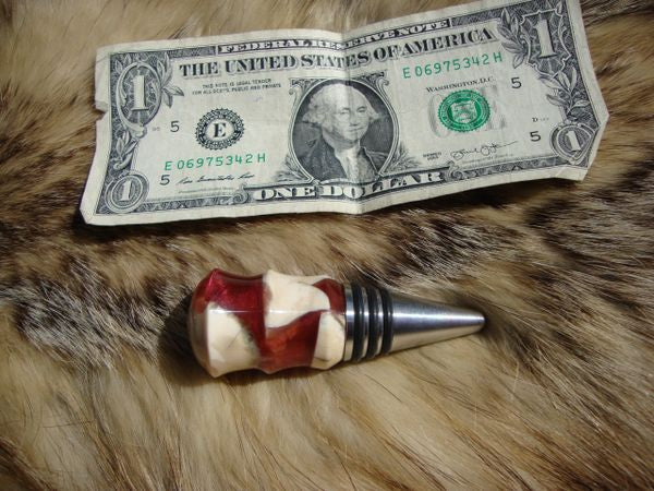 Mammoth Ivory In Red Resin Wine Bottle Stopper