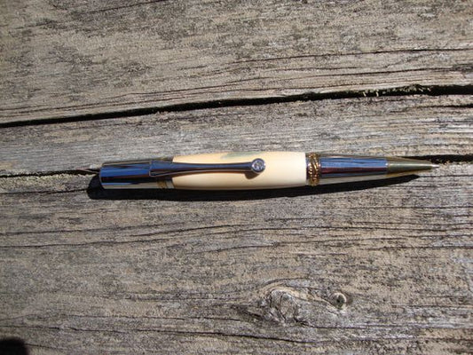Mammoth Ivory executive pen in 14kt gold plated fittings and Swarovski crystal
