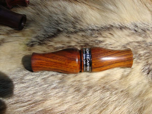 Custom cocobolo wood goose call with gun metal band
