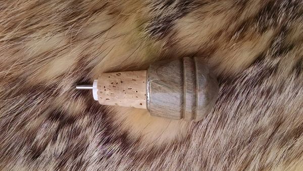 custom blue dyed poplar with cork stopper and pour spout