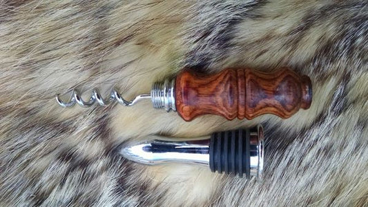 Cocobolo wood custom wine bottle stopper with cork screw