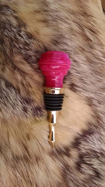 Pink acrylic and gold custom wine bottle stopper