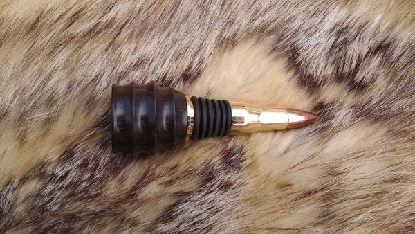 50cal BMG Bullet African Black Wood Custom Wine Bottle Stopper