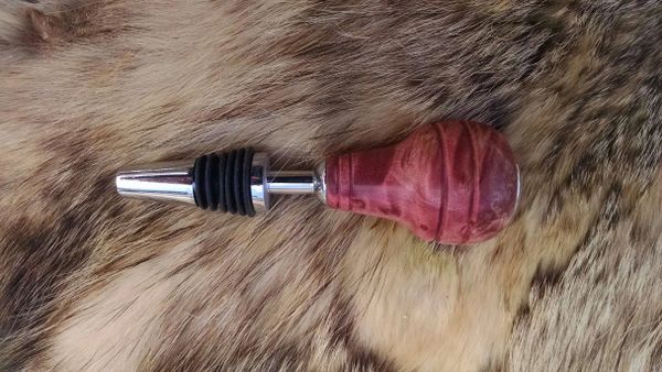 pinkish red shift knob style wine bottle stopper boxelder burl wood