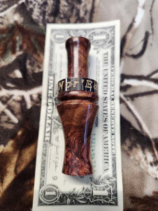 Honduran rose wood burl teal and wood duck call