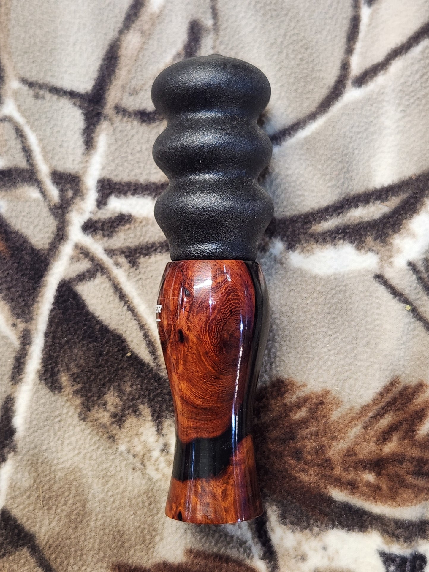 Blood wood burl with resin red squirrel call