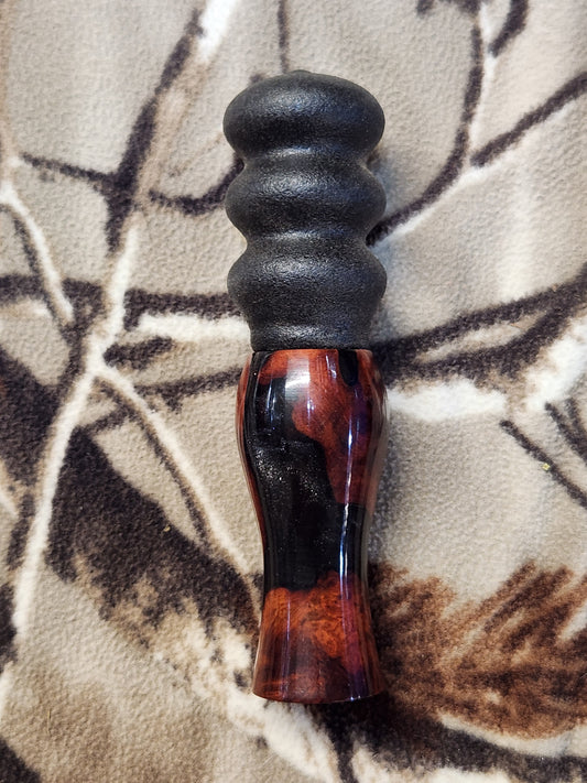 Blood wood burl with resin red squirrel call