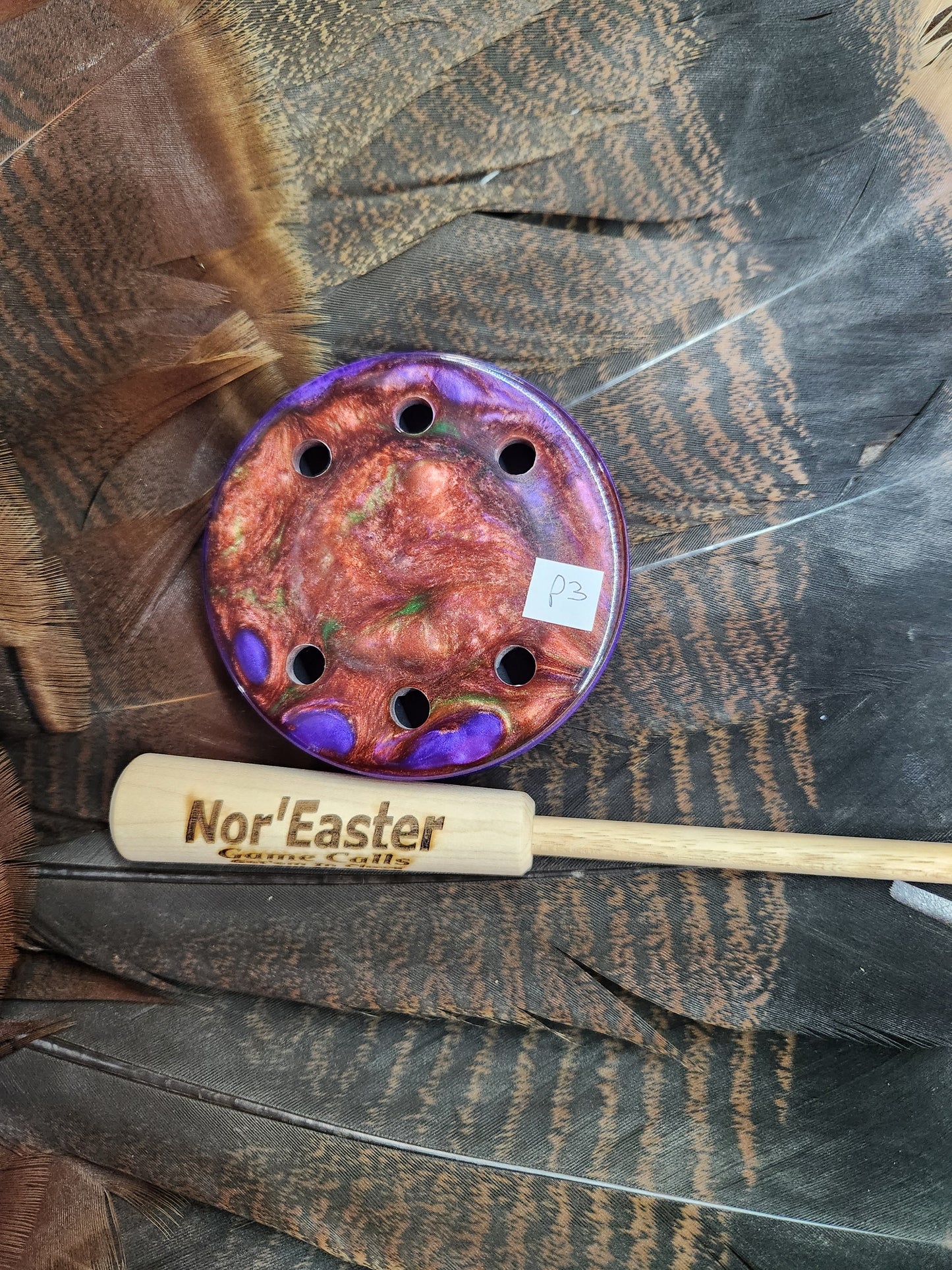 Screamer series slate top turkey pot call purple rose (p3)