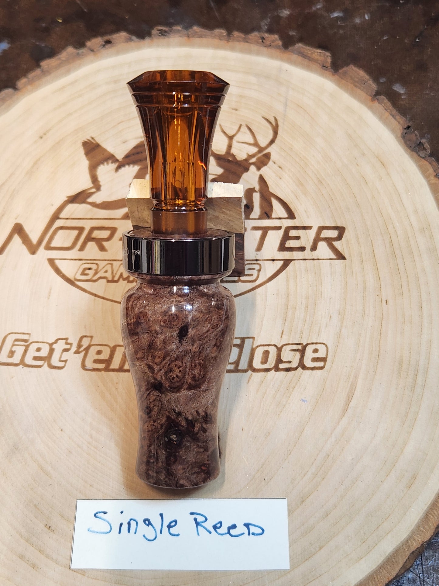 Maple burl wood single reed duck call