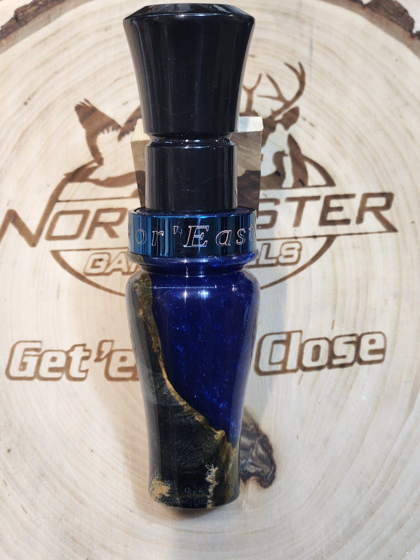 Buckeye burl wood in resin short reed goose call