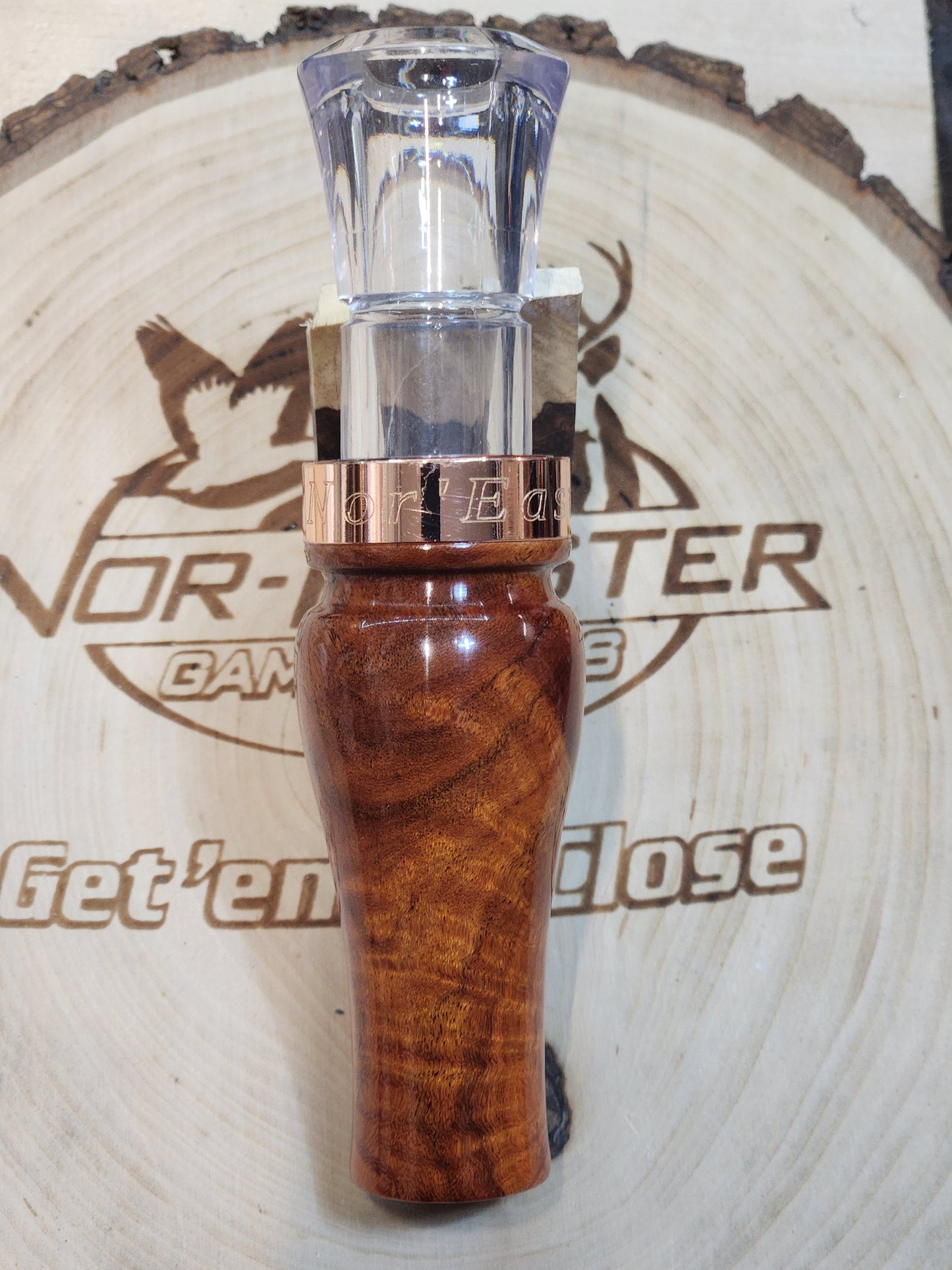 Blood wood burl short reed goose call