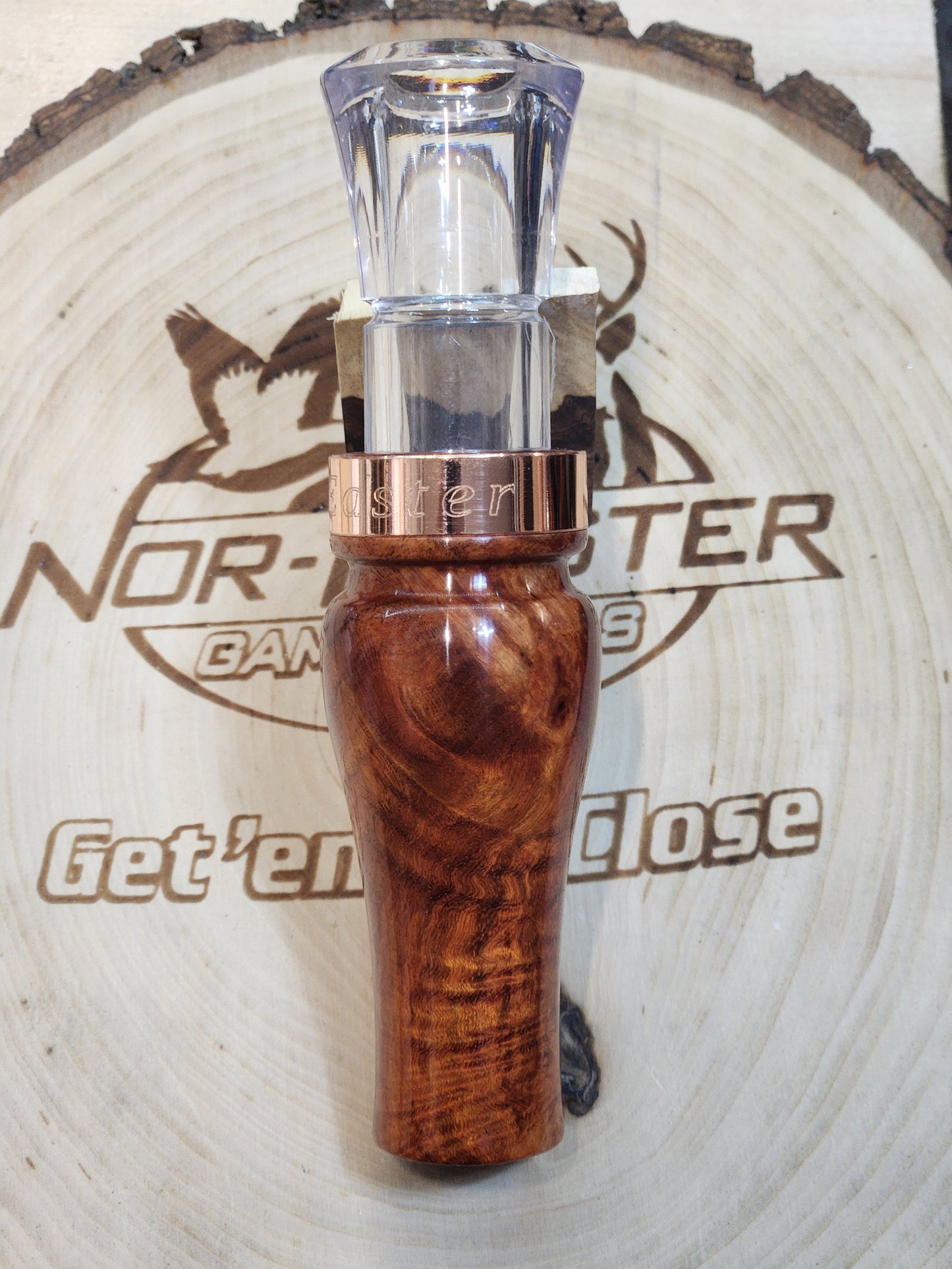 Blood wood burl short reed goose call