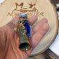 Short reed goose call stabilized and dyed amboyna Burl Wood in resin