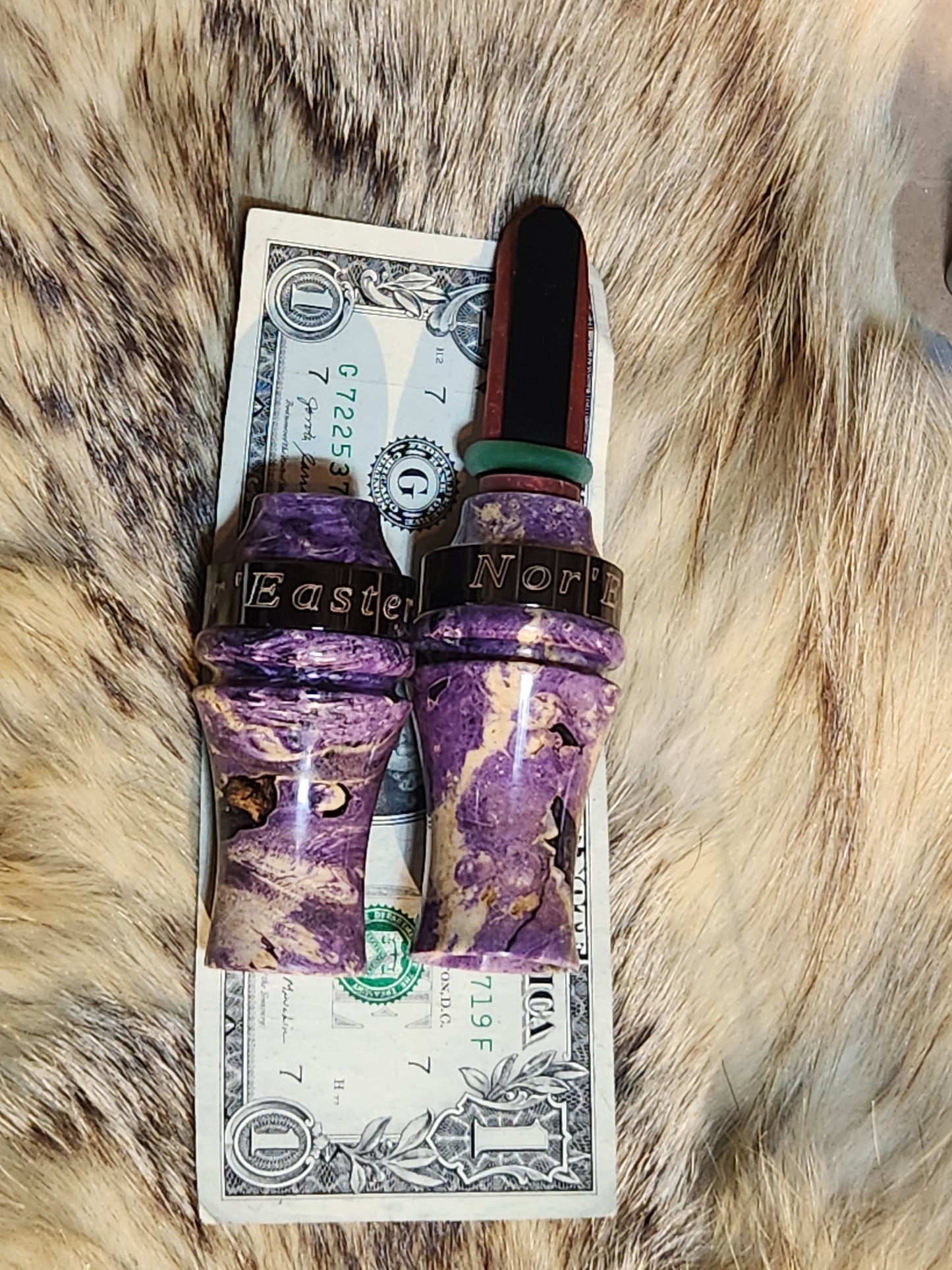 Boxelder burl wood open reed coyote howler with rabbit distress call