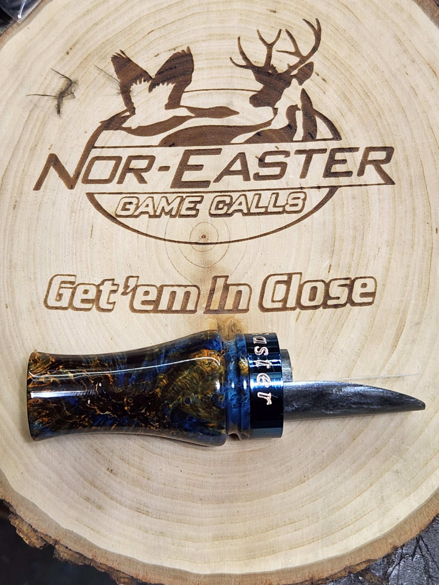 Sika deer call stabilized and Dyed boxelder Burl Wood