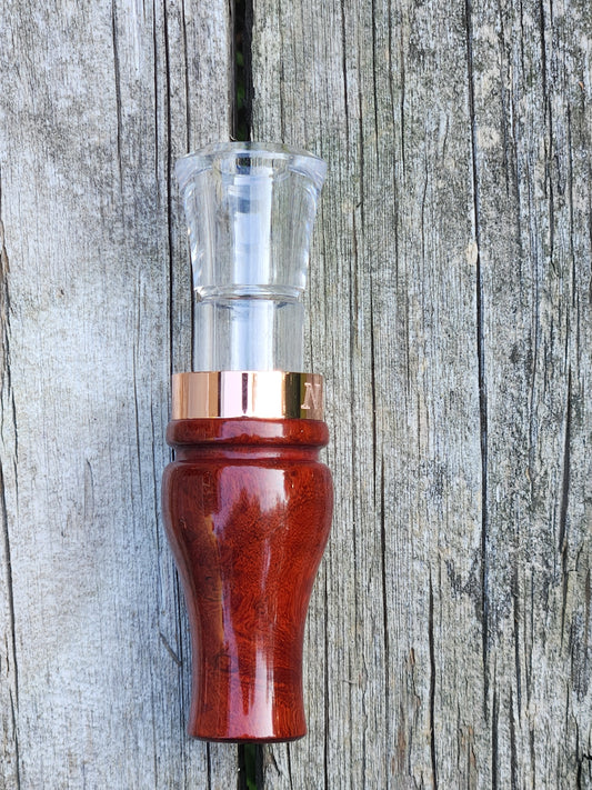 Blood wood burl short reed goose call
