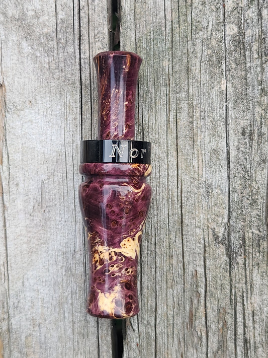 Stabilized and Dyed yellow cedar burl wood duck call