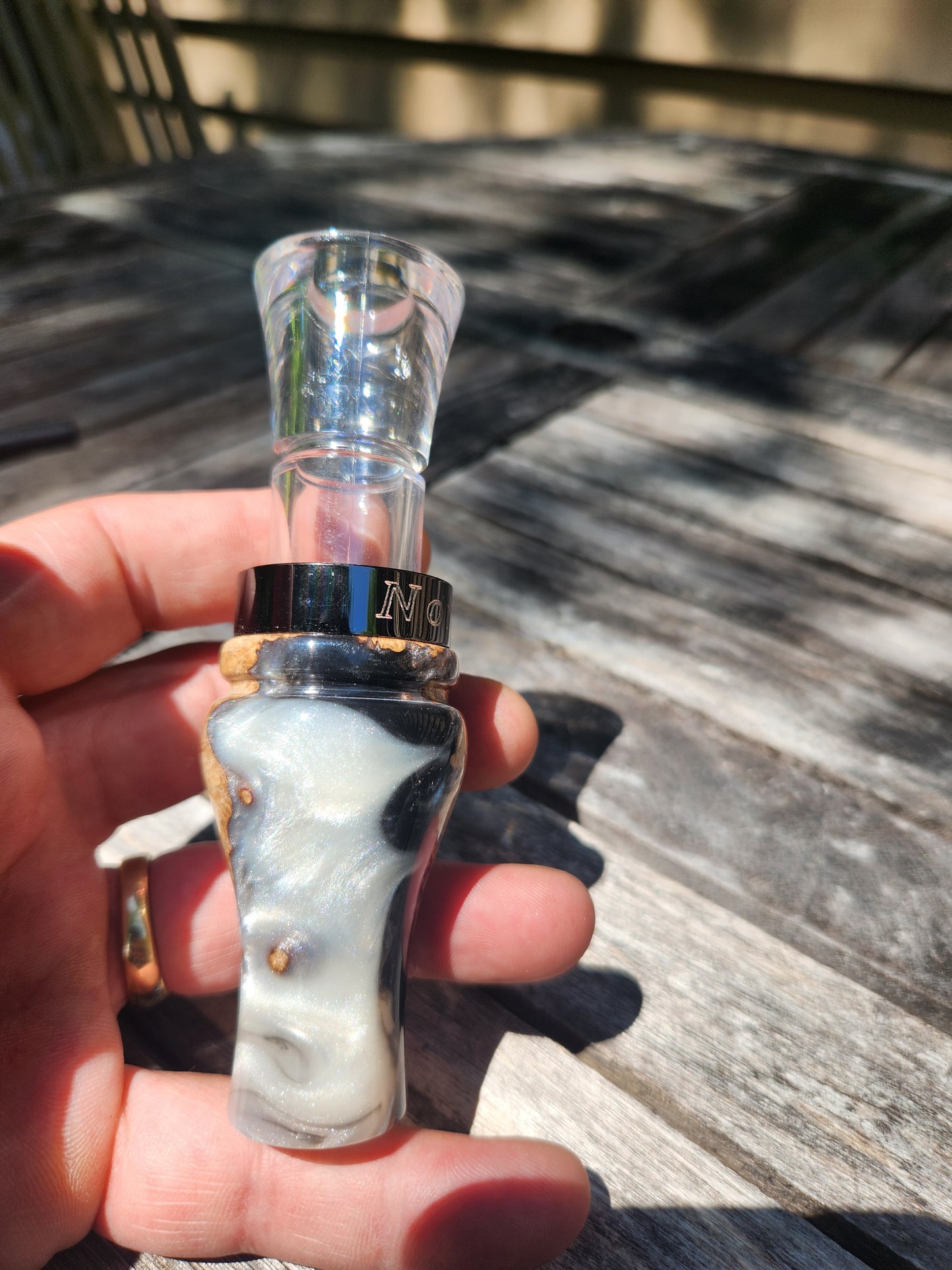 Honduran rose wood burl short reed goose call