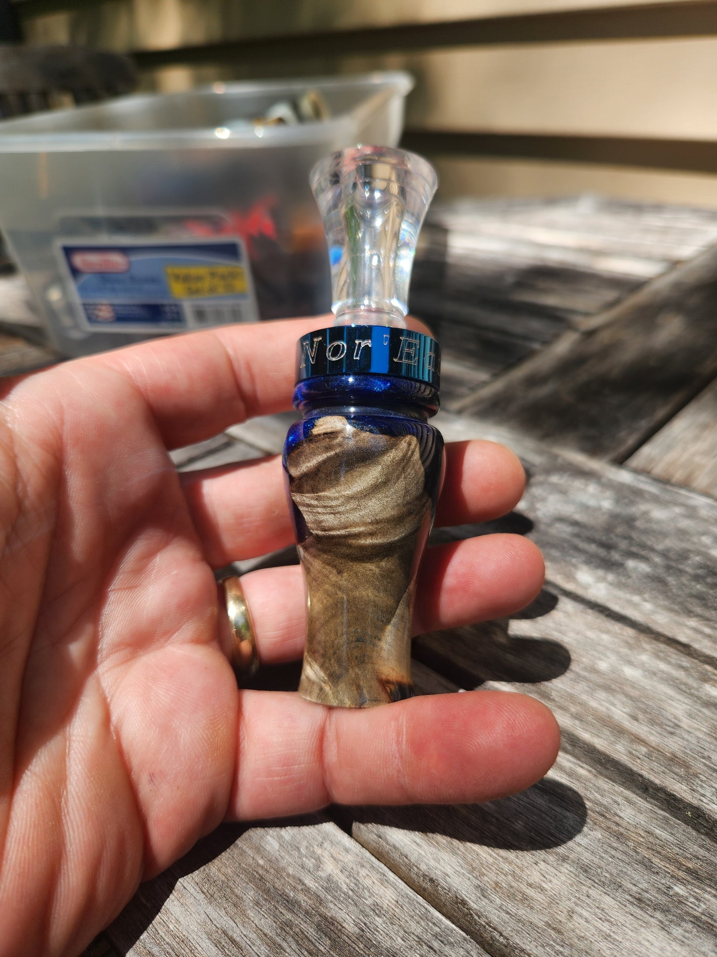 Buckeye burl wood with resin  double Reed Duck Call