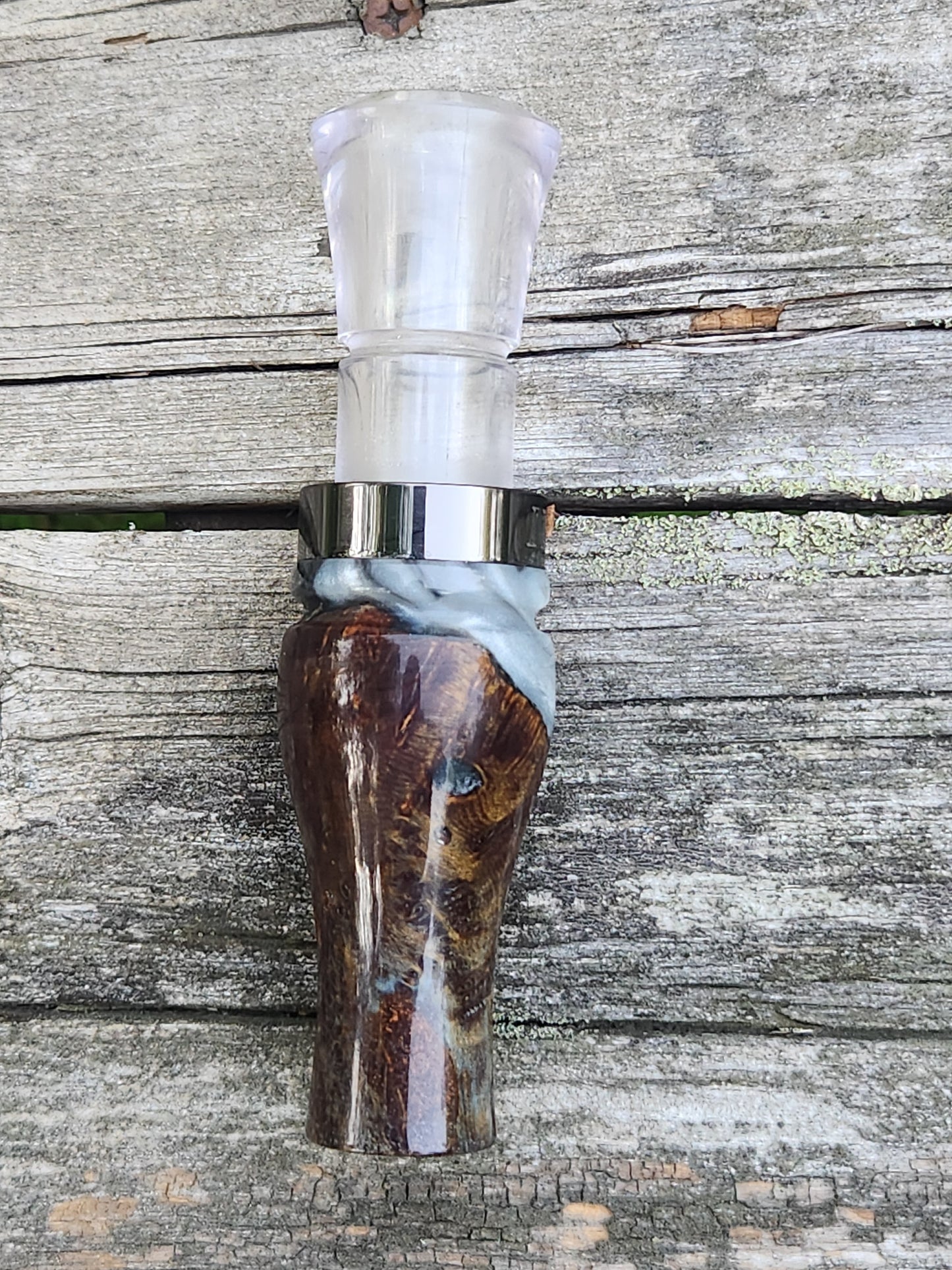 Rare dog wood burl with Resin short reed goose call