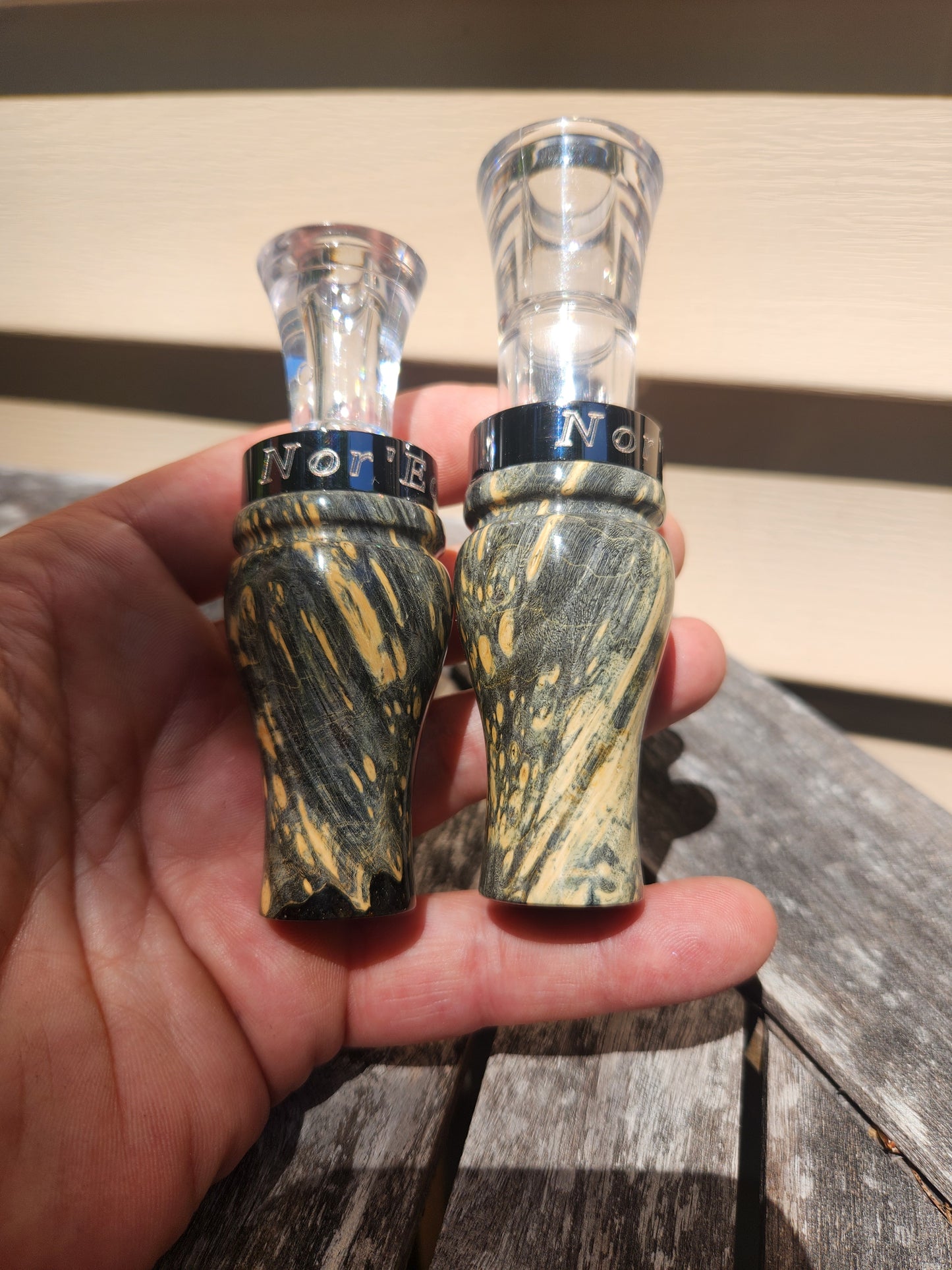 Boxelder burl wood duck and goose call set