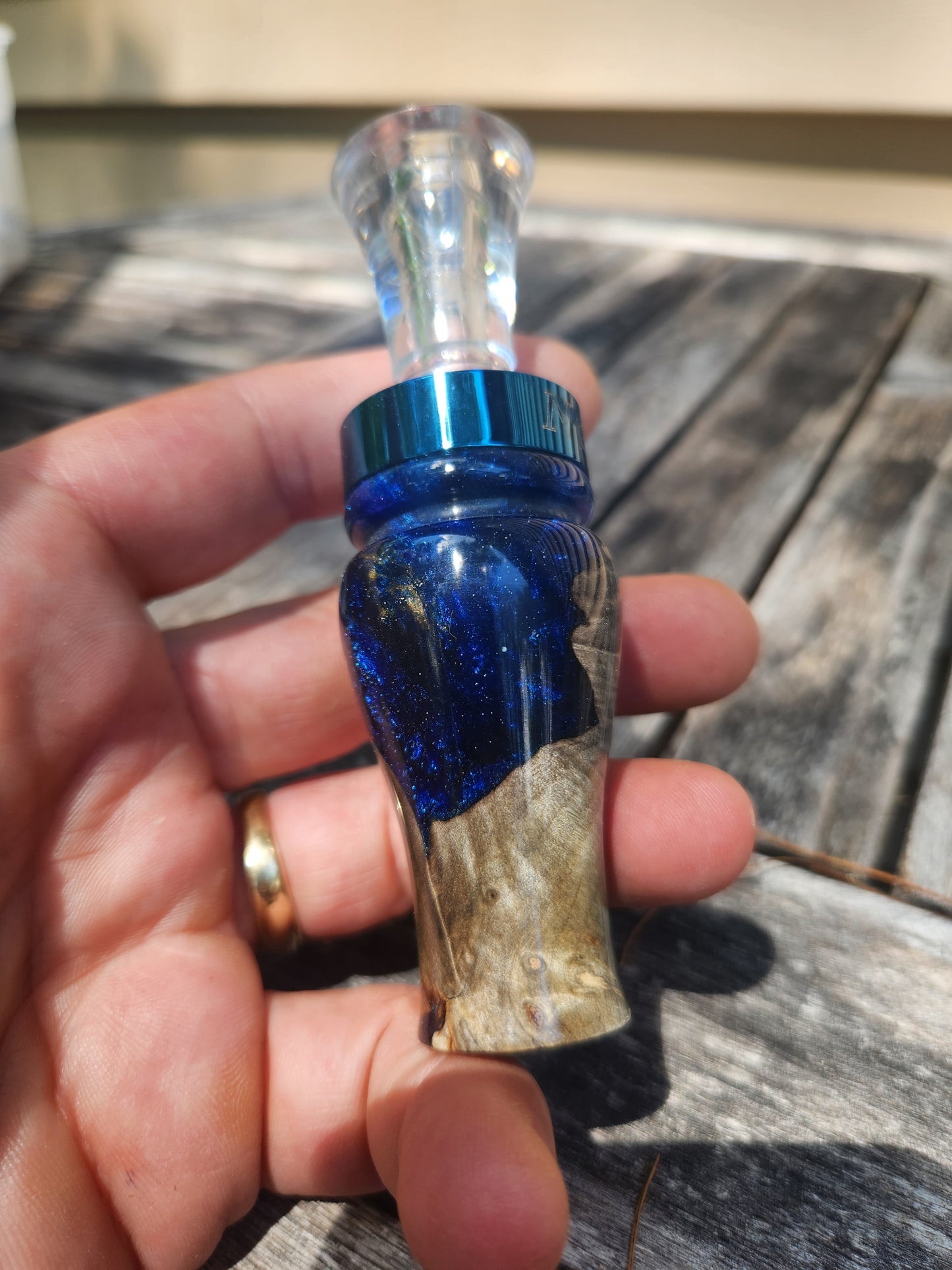 Buckeye burl wood with resin  double Reed Duck Call