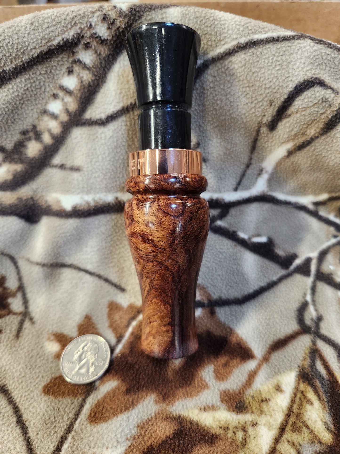 Honduran rose wood burl short reed goose call