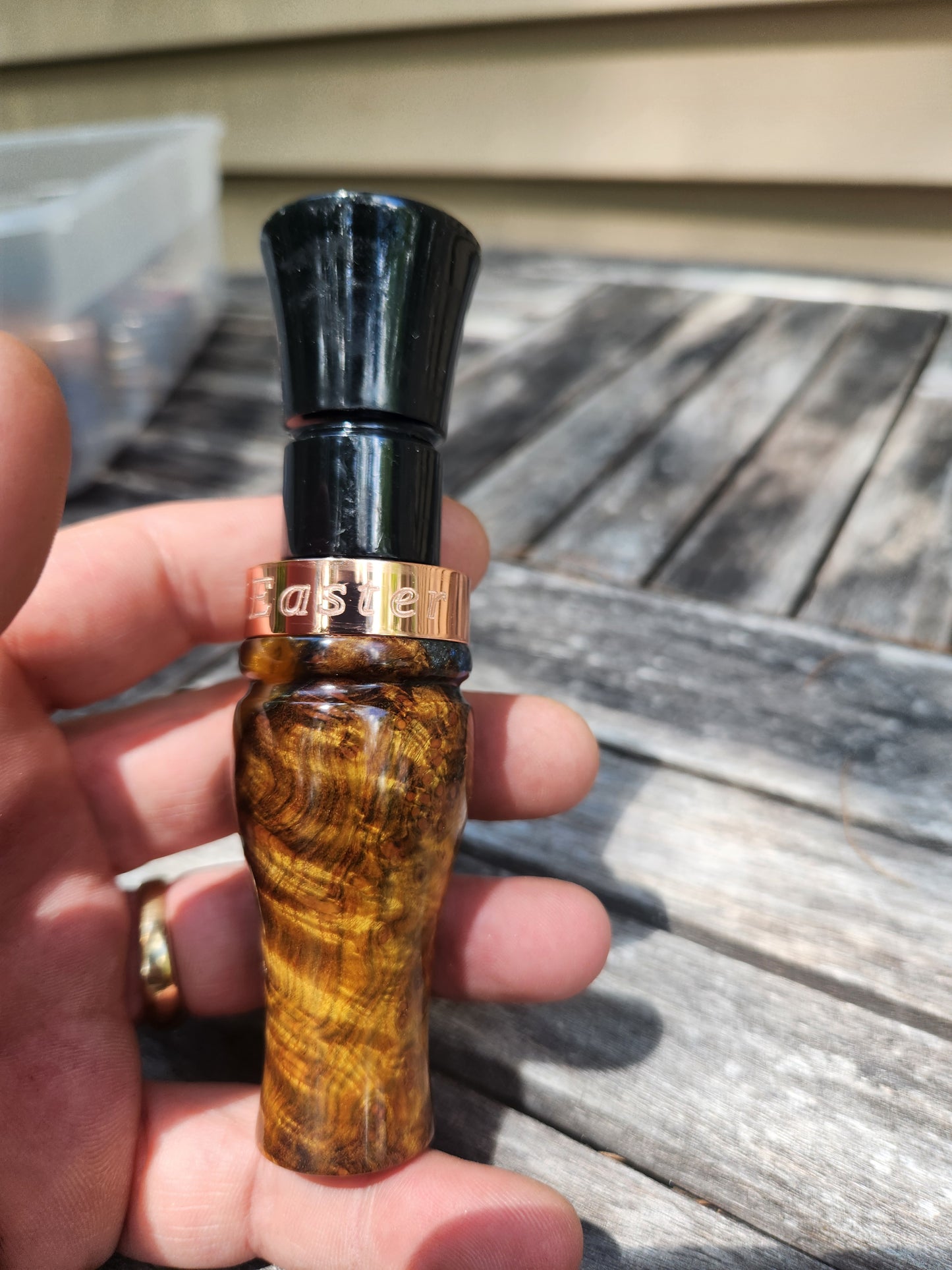 Chittum burl wood with Resin short reed goose call