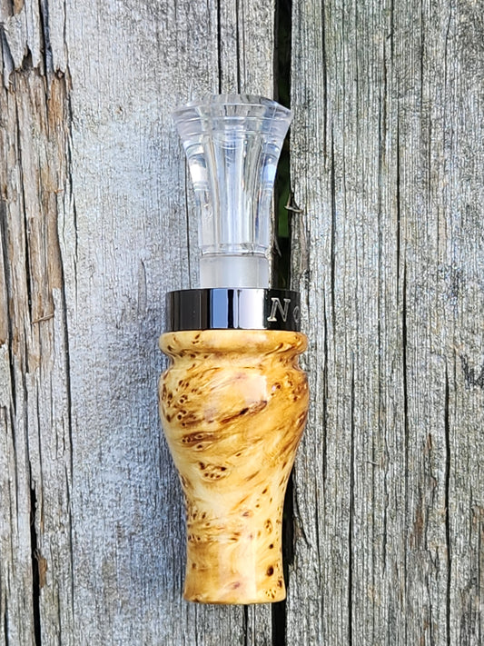 Yellow cedar burl double reed duck call