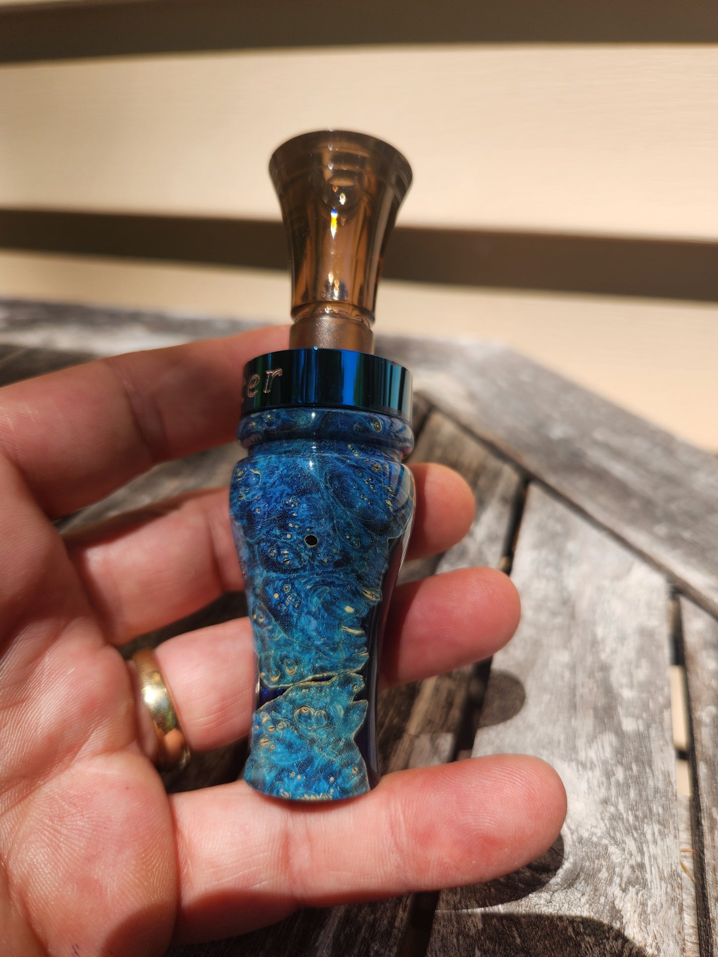Boxelder burl wood with Resin double Reed Duck Call