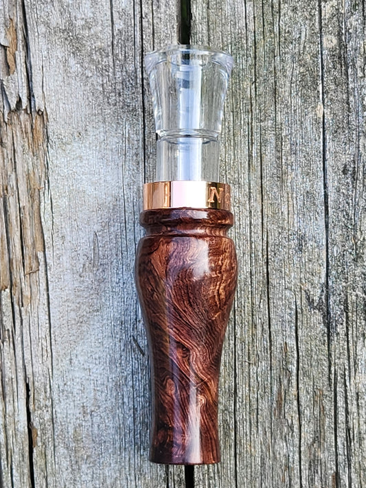 Honduran Rosewood Burl short reed goose call