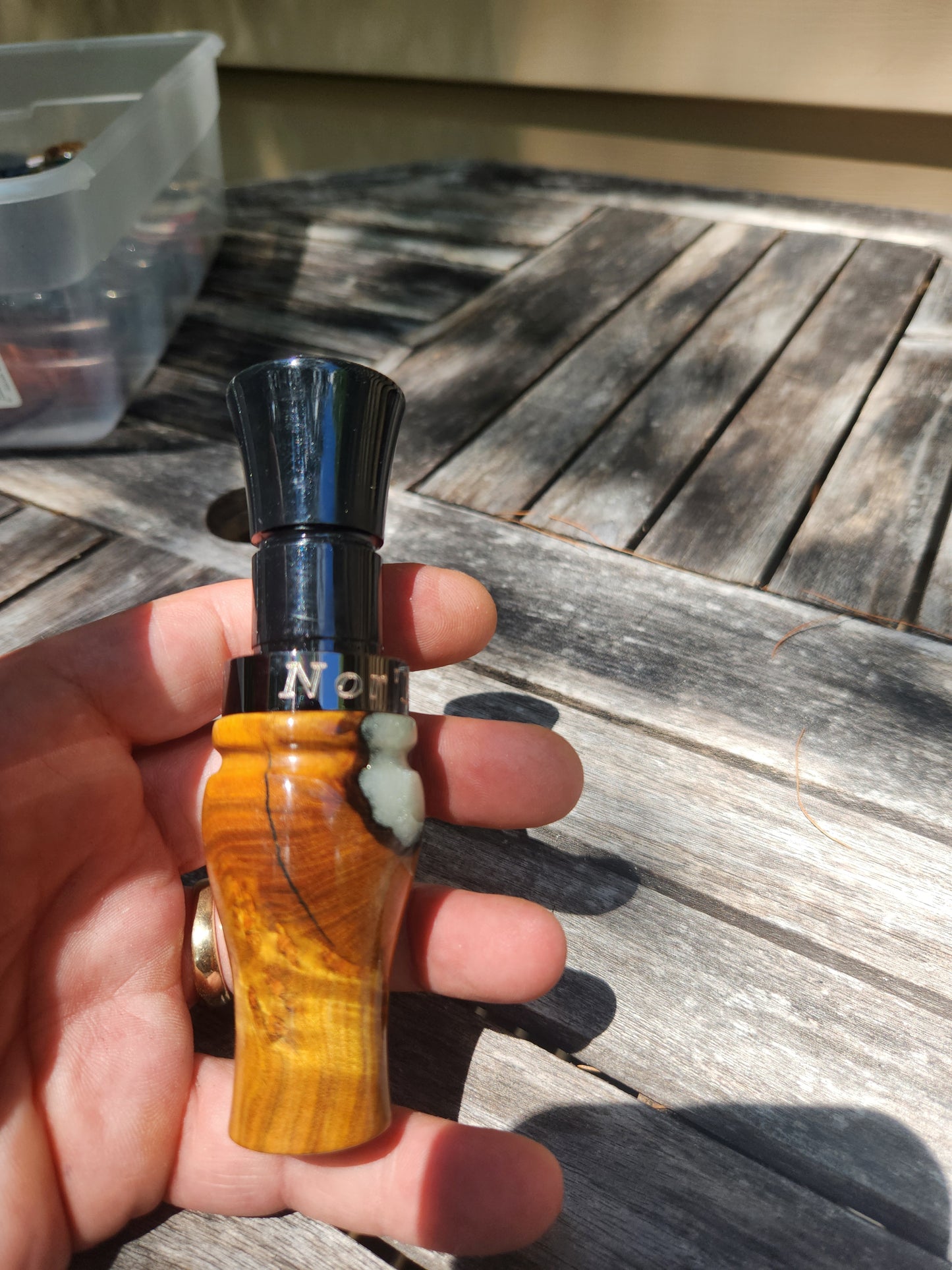 Chittum burl wood with Resin short reed goose call