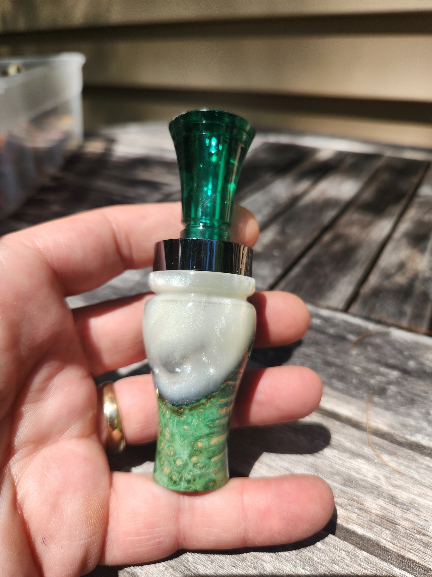 Boxelder burl wood with Resin double Reed Duck Call