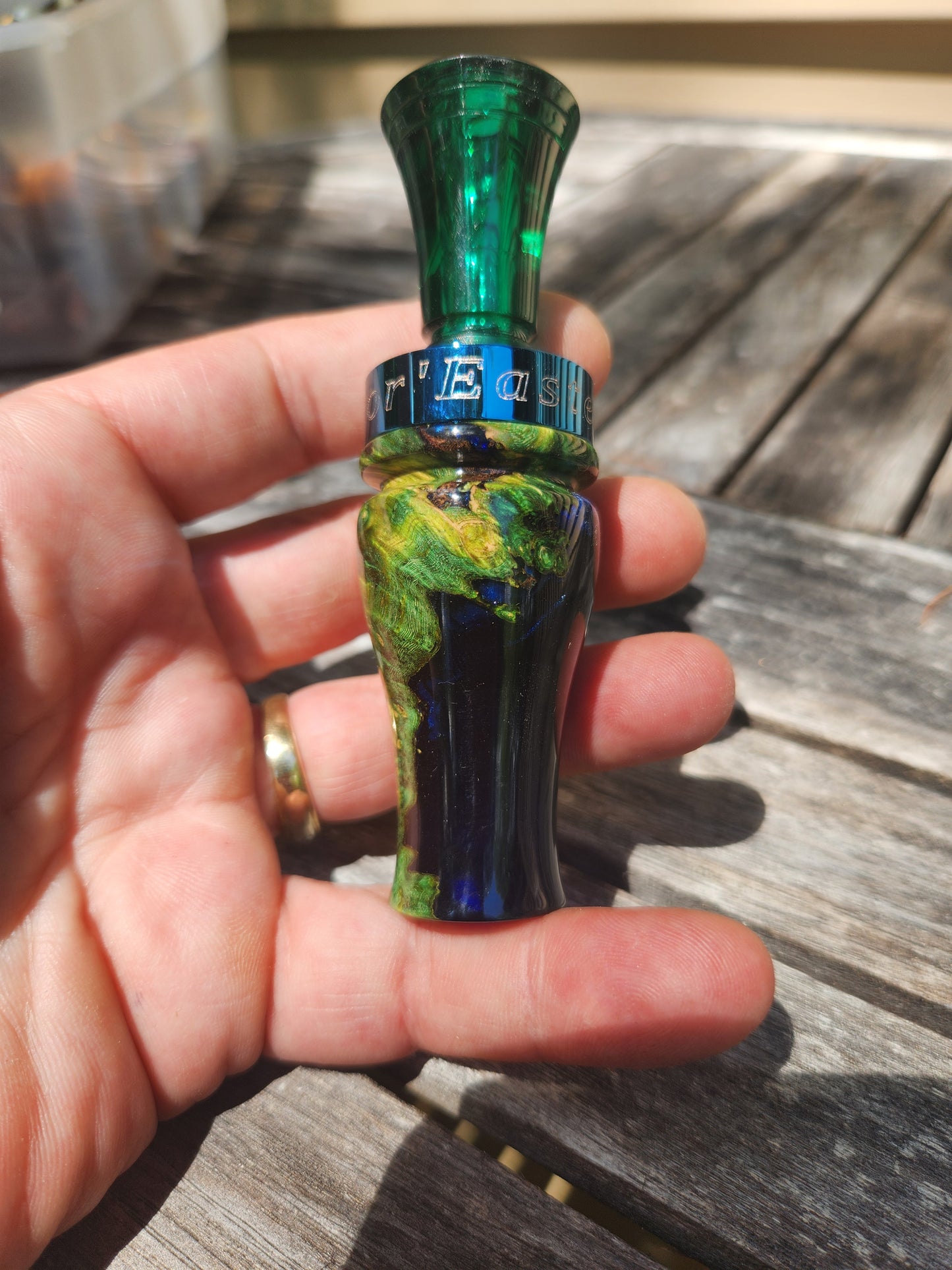 Amboyna burl wood with Resin single reed duck call