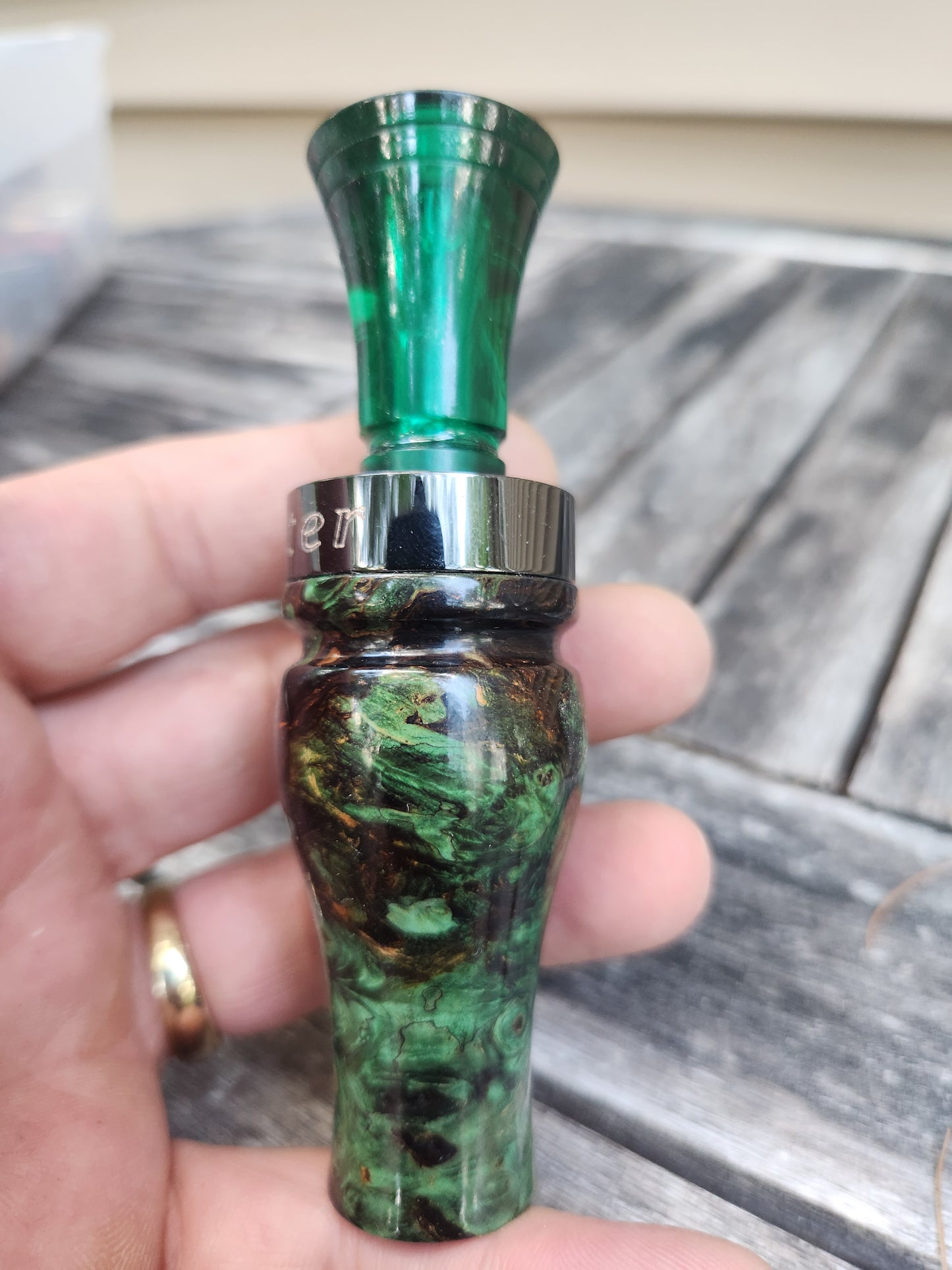 Amboyna burl wood single reed duck call