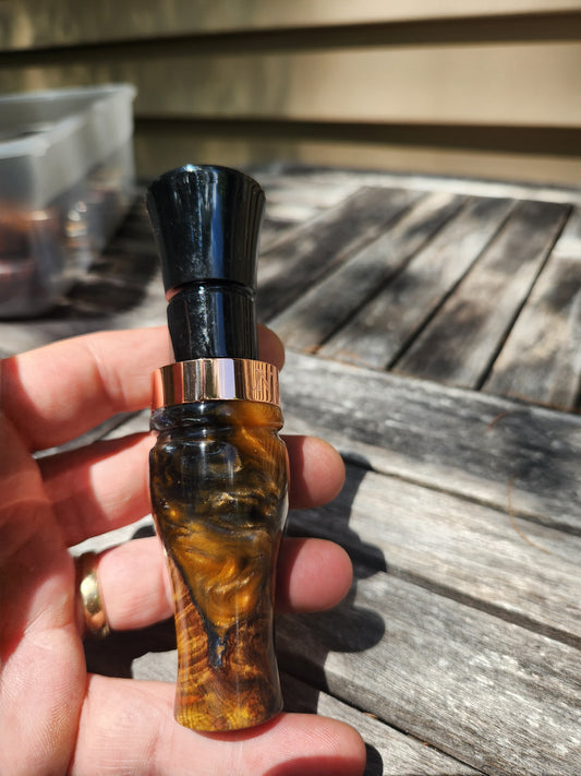 Chittum burl wood with Resin short reed goose call